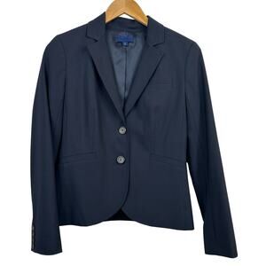 J. Crew Black & White Pinstripe Notched Two-Button Blazer